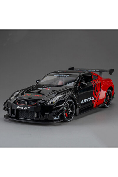 Choice سيارة GTR حمراء وسوداء بمقياس 1:24 مصنوعة من سبيكة معدنية، نموذج مصبوب...