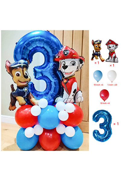 PAW PATROL 1pack 3 Cartoon Dog Balloon Birthday Decoration Number Aluminum La...