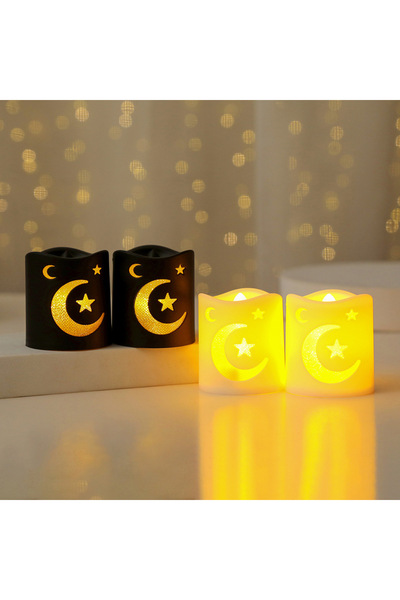 Choice مصباح عيد مبارك LED من مون ستار، 4 قطع، زينة عيد للعيد للمنزل، فانوس ر...