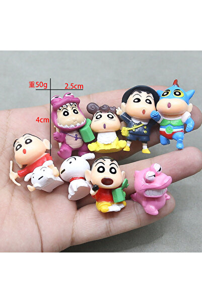 BANDAI مجموعة جديدة من 8 قطع من شخصيات شين تشان السايان الكرتونية الصغيرة الق...