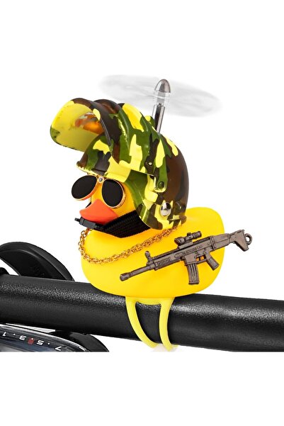 Choice جرس دراجة أخضر عسكري على شكل بطة مع خوذة، زينة لوحة القيادة في السيارة...