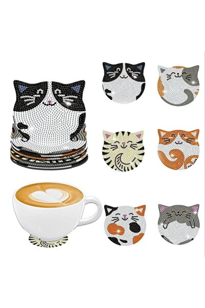 Choice AA1625B 36/5000 6 pieces DIY diamond painting art set cat pattern coas...