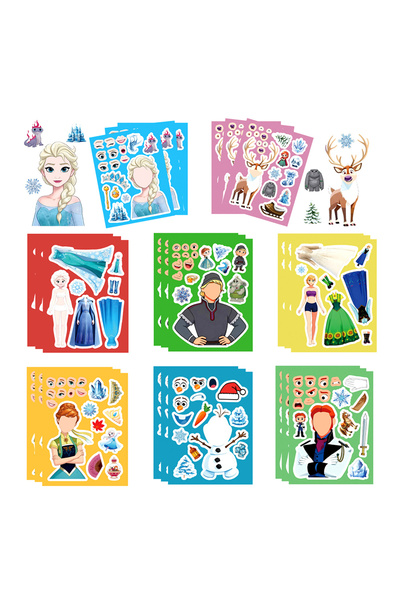 Choice 16 ورقة (8/16 ورقة) ملصقات أحجية ديزني فروزن، اصنع وجهًا، أميرة أنمي ل...