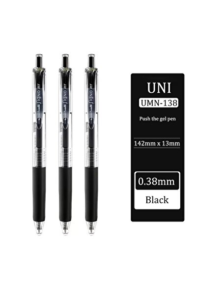 Choice 3pcs 0.38mm black UNI Gel Pen Quick Drying Writing Smooth Uniball Fign...