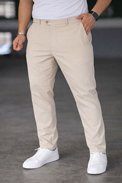 Bürke Pantaloni din stofă pentru bărbați, de culoare bej, de calitate superio...