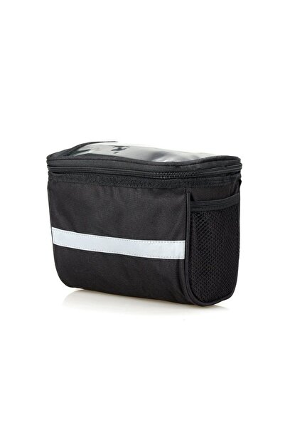 Choice حقيبة أمامية سوداء للدراجة، مزودة بحزام عاكس، وجيب للهاتف، وحوض أمامي ...