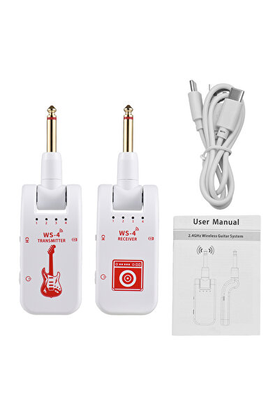Choice1 WHITE Guitar Transmitter Receiver Set 2.4G WS-4 Wireless Guitar Syste...