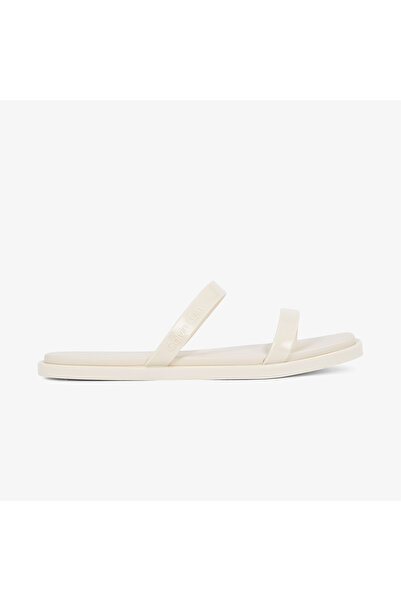 Calvin Klein Double Bar Slide Jelly Kadın Bej Terlik