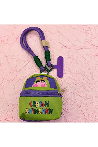 Choice حقيبة شين تشان الخضراء، مزودة بحبل تعليق للهاتف المحمول، محفظة، حافظة ...