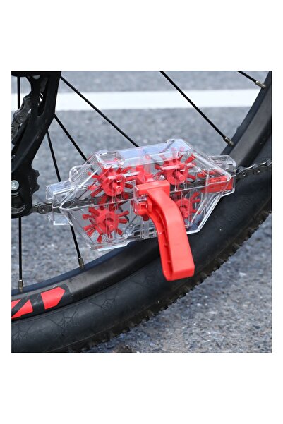 Choice منظف ​​سلسلة الدراجة باللونين الأبيض والأحمر - غسالة سلسلة شفافة بالكا...