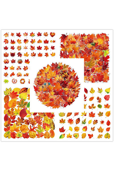 Choice 110 قطعة من ملصقات أوراق القيقب المتساقطة، شفافة، مصنوعة من مادة PET ا...