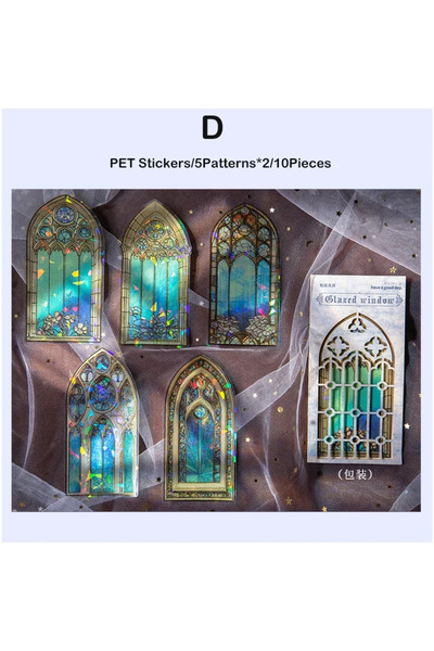 Choice5 D 10 قطع/عبوة ملصقات نوافذ على شكل زهور، ورق ذهبي، ديكور، مواد تزييني...