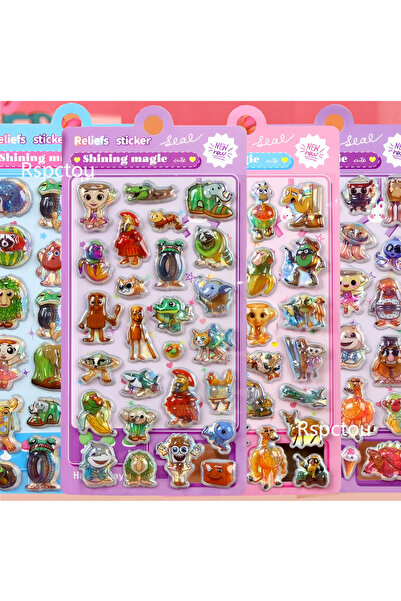 Choice 4 قطع من ملصقات كرتونية ثلاثية الأبعاد بنمط الليزر الإيطالي، ملصقات تو...