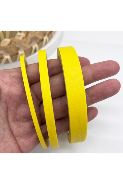 Choice 3 قطع من شريط ورقي أصفر بثلاثة أحجام - 3/6 لفات فنية للرش والتغطية وفن...