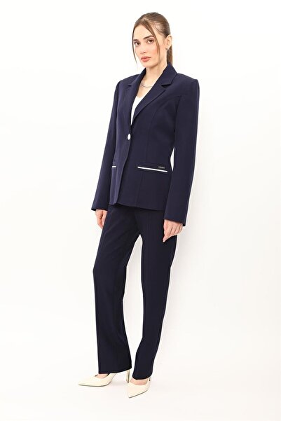 ÖNDER ÖZSOY Garnili Single Button Classic Jacket & Pocketed Pipe-Leg Trousers...