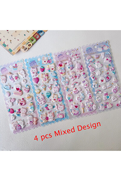 Choice1 4 قطع من ملصقات الفوم ثلاثية الأبعاد بتصاميم متنوعة لقطط وأرانب ودببة...