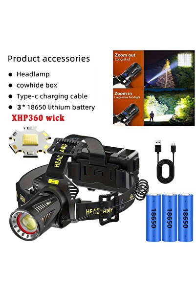 choice2 black AX-H6-XHP360 XHP360 High Power LED Headlamp Super Bright Zoomab...