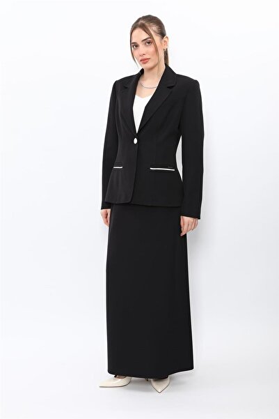 ÖNDER ÖZSOY Garnili Single Button Classic Jacket & Long Pencil Skirt Women's ...