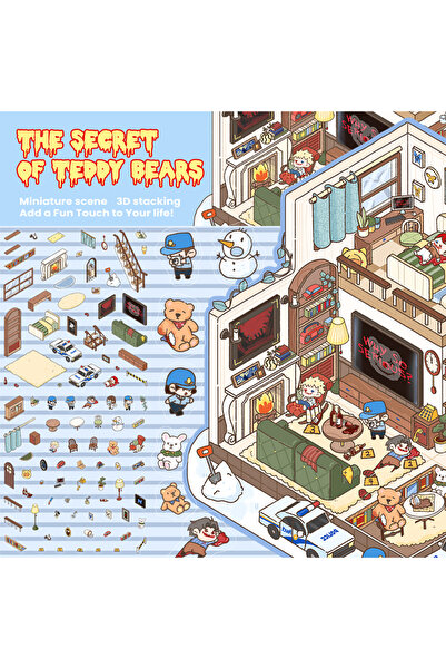 Choice قطعتان من ملصقات الدببة الصغيرة الإبداعية القابلة للانكماش، ملصقات الم...