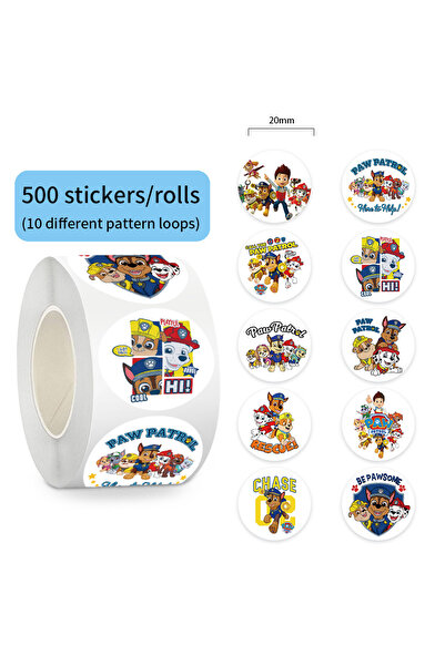 PAW PATROL لفة واحدة، 500 قطعة/لفة، ملصقات كرتونية جديدة رائجة، يمكنك تركيبها...