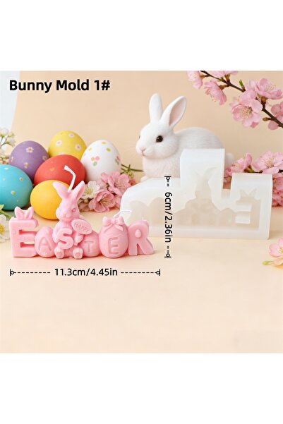 Choice4 Bunny Mold 1 Easter Happy Slogan Rabbit Candle Mold 3D Bunny Scented ...