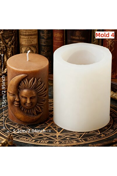 Choice Mold 1 (S) 3D Moon Cylinder Candle Silicone Mold DIY Relief Sun Moon F...