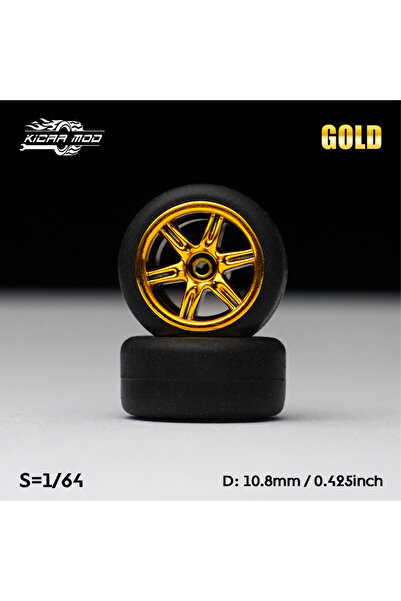 Choice4 MMW61 1/64 Model Car Electroplated Gold Wheels with Fixed Tires Comes...