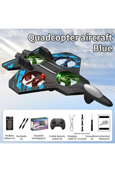 Choice طائرة استعراضية زرقاء من الفوم، ذكية، ثابتة الارتفاع، تحوم 360 درجة، م...