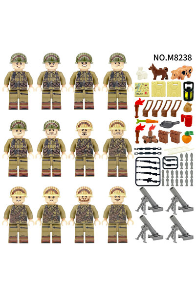 Choice M8238 مشهد أنقاض فيلق الجيش الأمريكي الميداني، مدفعية، مكعبات بناء صغي...