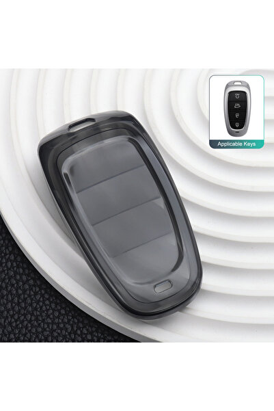 Choice3 غطاء مفتاح سيارة شفاف أسود اللون مصنوع من مادة TPU، مناسب لسيارات هيو...