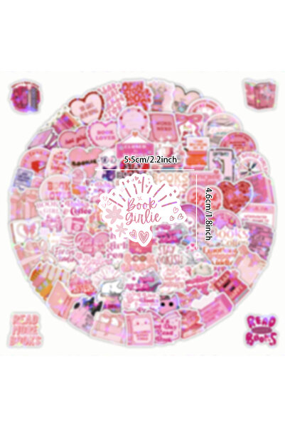 Choice1 A-60PCS 60/120 PCS vPink Bookish Graffiti Stickers Pink Reading Decor...