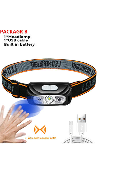 Choice مصباح رأس صغير قابل لإعادة الشحن وقوي بمستشعر، أسود اللون، قطعة واحدة،...