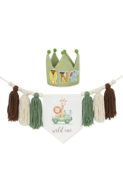 Choice A Giraffe Cartoon Animal 1st Birthday Party Decoration, High Chair Ban...