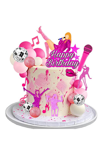 Choice 26 قطعة من زينة كعكة عيد ميلاد الفتيات باللون الوردي، وزينة كعكة ديسكو...
