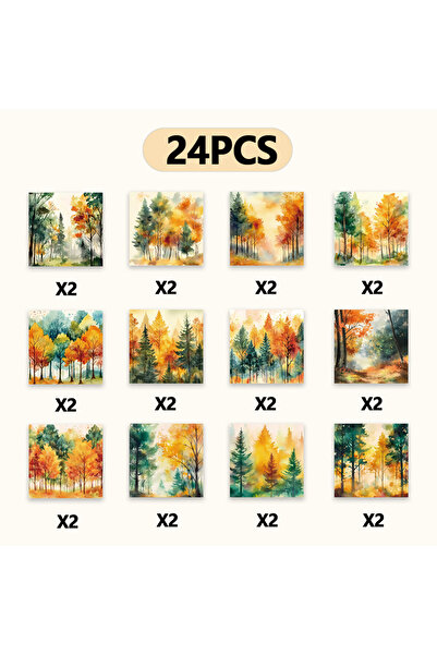 Choice Multi-Colored 24pcs, Autumn Maple Leaves Theme Scrapbook Paper, A5 Siz...