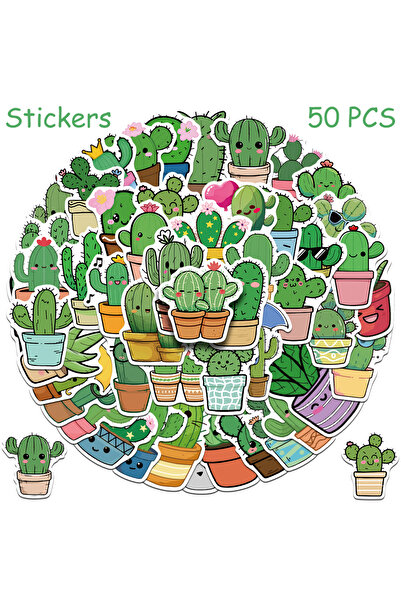 Choice ٥٠ قطعة من ملصقات الصبار الكرتونية للهواتف المحمولة، وأجهزة الكمبيوتر ...