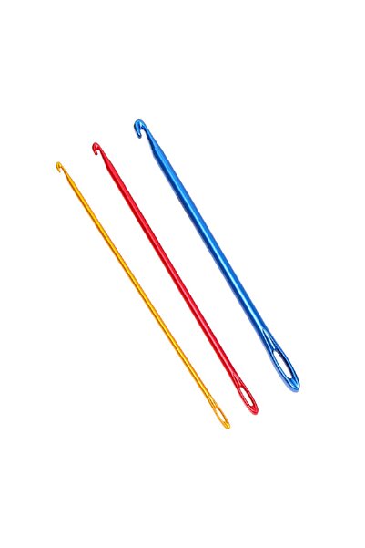 Choice Multi-Colored Afghan Tunisian Aluminium Crochet Hook Set Knitting Need...