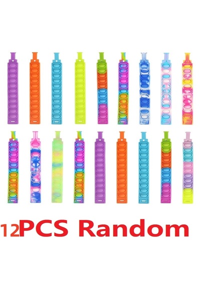 Choice1 12 قطعة من أساور الفقاعات السيليكونية العشوائية لتخفيف التوتر والقلق