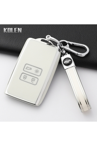 Choice G-White Fashion TPU Car Key Case Cover For Renault Koleos Kadjar Captu...