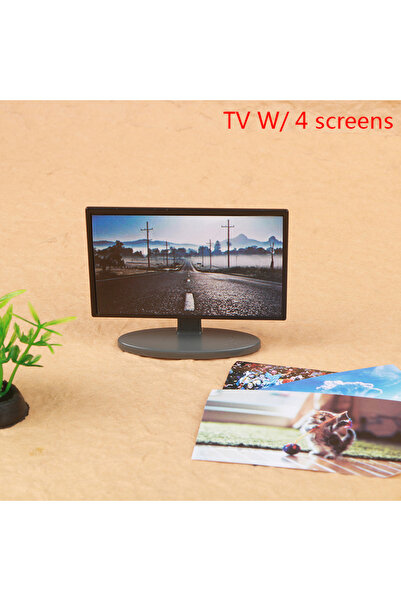 Choice TV W 4 screens 1:12 Dollhouse Miniature Living Room TV Wooden TV Cabin...
