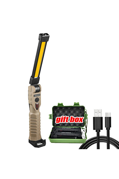 XIWANGFIRE مصباح عمل LED مدمج بلون الكاكي مع بطارية، قابل للتعتيم، قابل لإعاد...