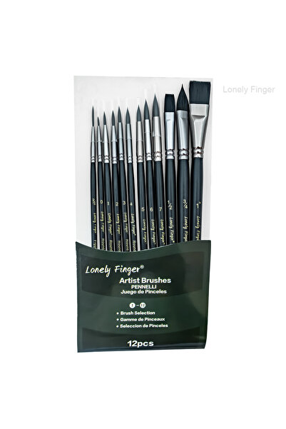 Choice 12 Black Hair PVC 12pcs Professional Mix Artist Paint Brush Set with F...