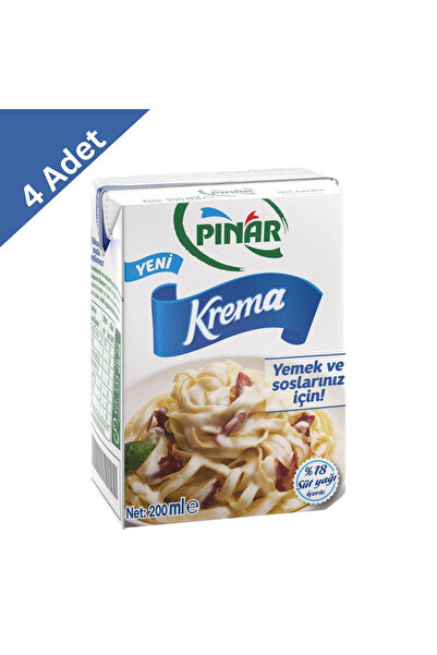 Pınar Krema %18 Yağlı 200 ml x 4 Adet - Yemek ve Soslar İçin İdeal Lezzet
