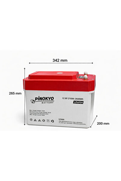 Pinokyo MEGACELL / 12.8 V 210 AH LİTYUM DEMİR FOSFAT AKÜ - PRİZMATİK HÜCRELİ