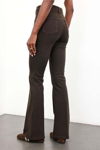 5in1Canpolat Kahverengi Full Likra Toparlayan Flare Jean 7578