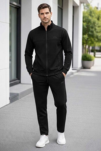 wera Yeni Sezon Siyah Erkek Fermuarlı Dik Yaka Eşofman Takımı