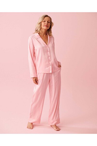 La Vie en Rose طقم بيجاما مخطط بأكمام طويلة من الساتان