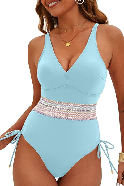 OEM Women's one-piece swimsuit with tummy control, blue M