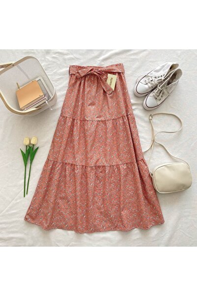 qarmacha Beyaz Mini Çiçekli Piti Etek