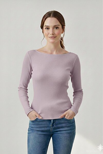 CAST COLLECTİON Women's Lilac Slim Fit Long Sleeve Blouse